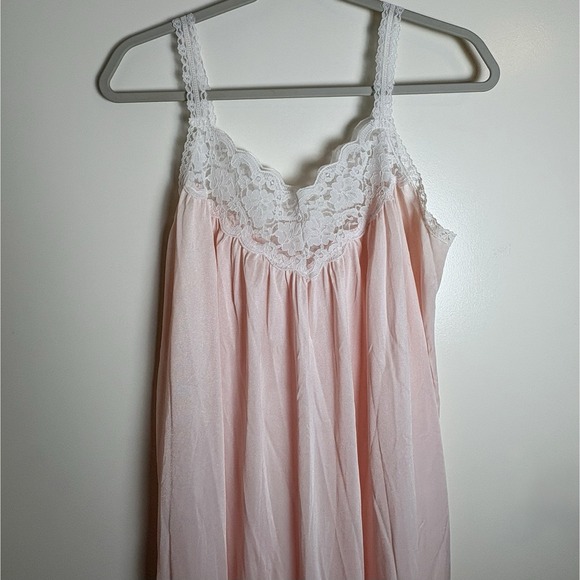 Orweco Other - Vintage 70s Pastel Pink Nylon Nightgown M Coquette Lace Semi-sheer Maxi USA
